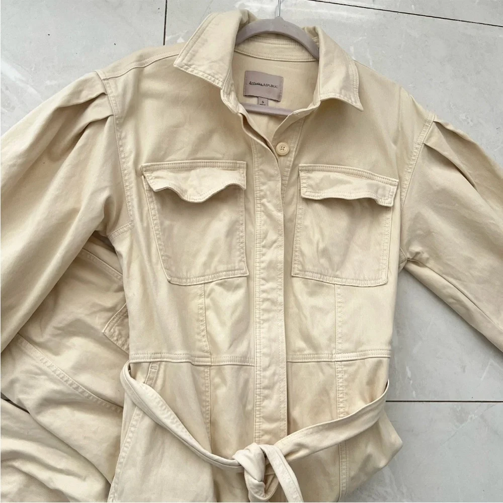 NEW Banana Republic Flightsuit Jumpsuit Beige SMALL Moleskin $190